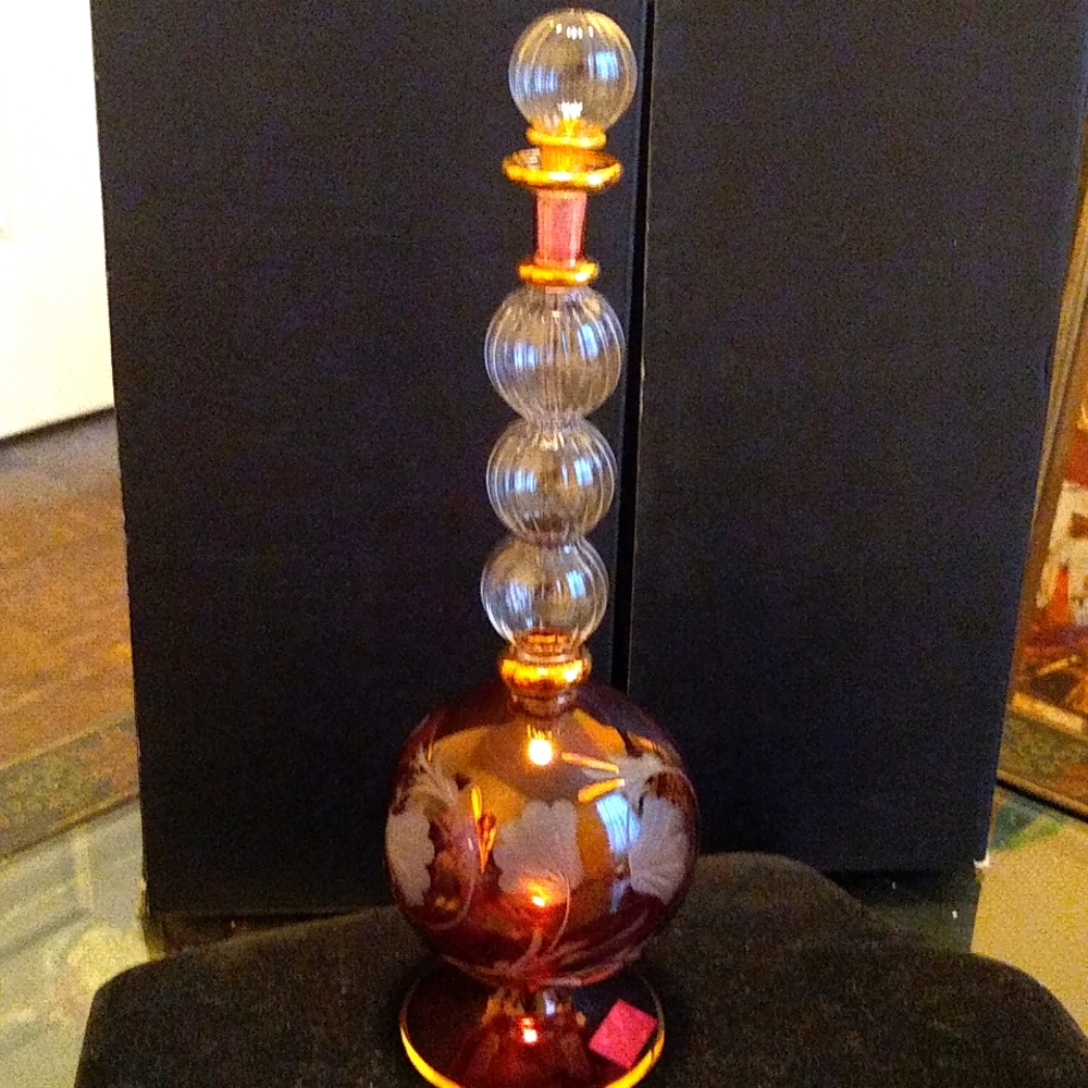 Beautiful Egyptian glass perfume bottle/ decanter